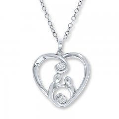 Mother and Child Necklace 1/20 ct tw Diamonds Sterling Silver