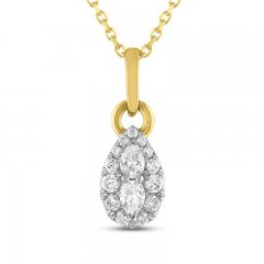 Forever Connected Diamond Necklace 1/3 ct tw Pear/Round-Cut 10K Yellow Gold 18"