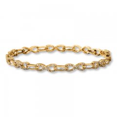 Diamond Infinity Bracelet 1 cttw Baguette/Round 10K Yellow Gold