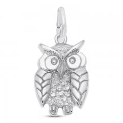 Owl Charm Sterling Silver