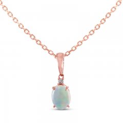 Natural Opal Necklace Diamond Accent 10K Rose Gold