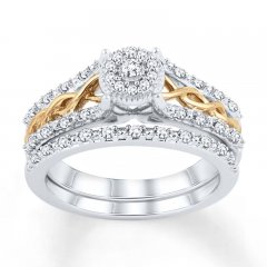 Diamond Bridal Set 1/4 ct tw Round-cut 10K Two-Tone Gold