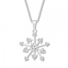 Snowflake Necklace Lab-Created White Sapphires Sterling Silver