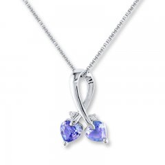 Tanzanite Heart Necklace Diamond Accents Sterling Silver