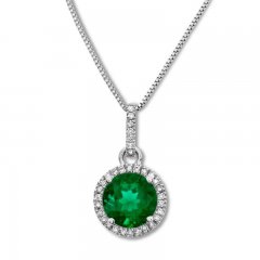 Lab-Created Emerald Necklace Sterling Silver