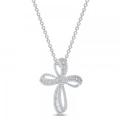 Diamond Cross Necklace 1 ct tw 10K White Gold 18"