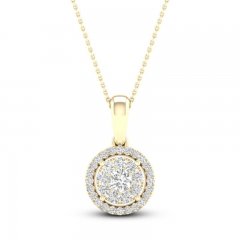 Multi-Diamond Necklace 1/4 ct tw Round-Cut 10K Yellow Gold 18"