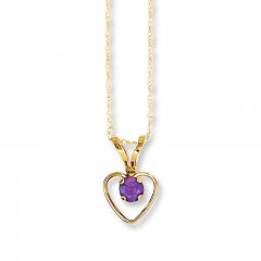 Amethyst Heart Necklace 14K Yellow Gold