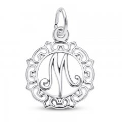 Letter M Charm Sterling Silver