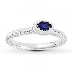 Stackable Ring Lab-Created Sapphire Sterling Silver