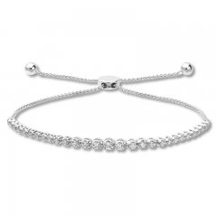 Diamond Bolo Bracelet 1/2 ct tw Round-cut 10K White Gold