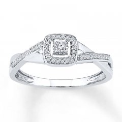 Diamond Promise Ring 1/10 ct tw Round-cut 10K White Gold