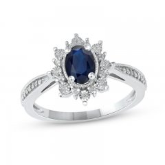 Blue Sapphire & Diamond Ring 1/10 ct tw 10K White Gold