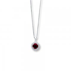 Garnet Necklace Lab-Created White Sapphires Sterling Silver