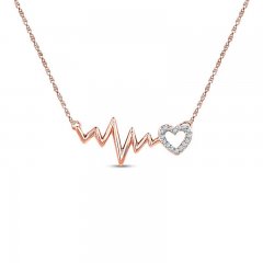 Heartbeat Necklace 1/20 ct tw Diamonds 10K Rose Gold