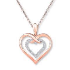 Heart Necklace 1/10 ct tw Diamonds 10K Rose Gold