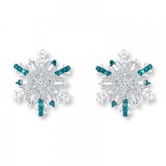 Snowflake Earrings 1/5 ct tw Diamonds Sterling Silver