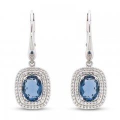 London Blue Topaz & White Lab-Created Sapphire Dangle Earrings Sterling Silver