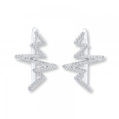 Diamond Heartbeat Earring Climbers 1/6 ct tw Sterling Silver