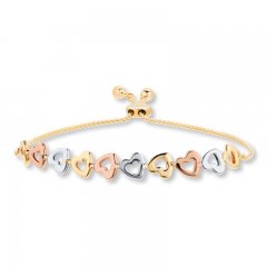 Heart Bolo Bracelet 10K Tri-Color Gold