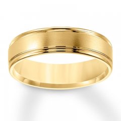 Brushed Wedding Band 10K Yellow Gold 6mm