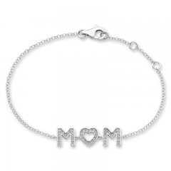 Mom Bracelet White Lab-Created Sapphire Sterling Silver 7.5"