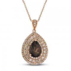 Le Vian Creme Brulee Quartz Necklace 1 ct tw Diamonds 14K Strawberry Gold 20"