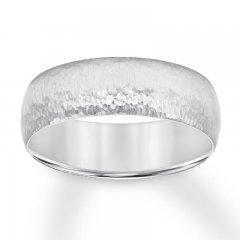 Textured Wedding Band 10K White Gold 7mm