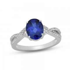 Blue & White Lab-Created Sapphire Ring Sterling Silver