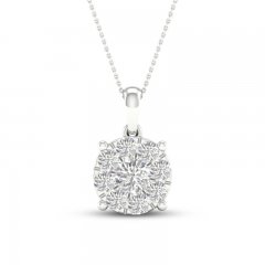 Diamond Halo Necklace 1 ct tw Round-Cut 10K