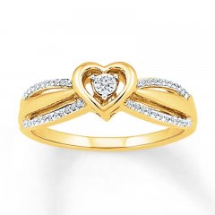 Diamond Heart Ring 1/8 ct tw Round-cut 10K Yellow Gold