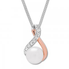 Cultured Pearl Necklace Sterling Silver/10K Rose Gold