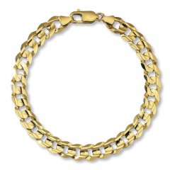 Men's Curb Link Bracelet 10K Yellow Gold 9" Length