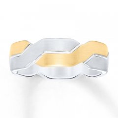 8mm Wedding Band White & Yellow Tungsten Carbide