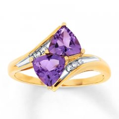 Amethyst Ring 1/20 ct tw Diamonds 10K Yellow Gold