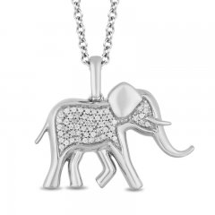 Disney Treasures Lion King Elephant Necklace 1/10 ct tw Diamonds Sterling Silver 17"