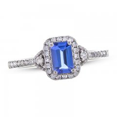 Tanzanite Ring 1/4 ct tw Diamonds 10K White Gold