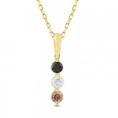 Every Love Black, White & Brown Diamond Necklace 1/4 ct tw Round-cut 10K Yellow Gold 18"