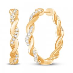 Circle of Gratitude Diamond Hoop Earrings 1/4 ct tw Round-cut 10K Yellow Gold