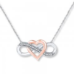 Infinity Necklace 1/20 ct tw Diamonds Sterling Silver/10K Gold