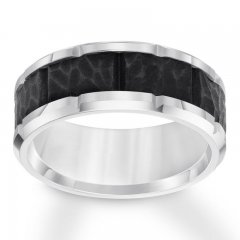 9mm Wedding Band Black/White Tungsten Carbide