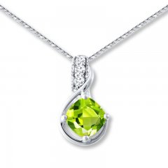 Peridot Necklace White Topaz Sterling Silver