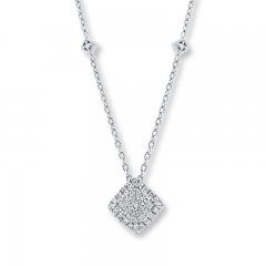 Diamond Necklace 1/4 ct tw Round-cut 10K White Gold