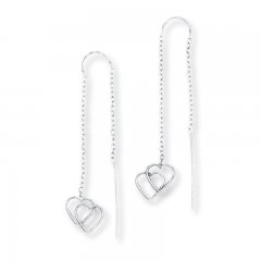 Heart Threader Earrings 14K White Gold