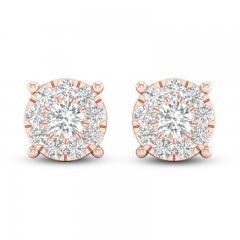 Diamond Halo Stud Earrings 1 ct tw Round-Cut 10K Rose Gold