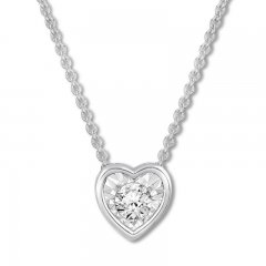 Diamond Solitaire Necklace 1/10 Carat Round-cut Sterling Silver