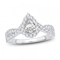 Diamond Engagement Ring 1 ct tw Pear/Round-Cut 14K White Gold