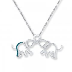 Elephant Necklace 1/20 ct tw Diamonds Sterling Silver