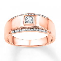 Men's Wedding Band 1/6 ct tw Diamonds 10K Rose Gold