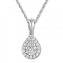 Diamond Teardrop Necklace 1/3 ct tw Round-cut 10K White Gold